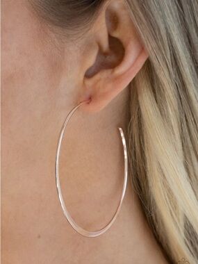 paparazzi Rose Gold Oversized Hoop Earrings - Sleek Hoop Design